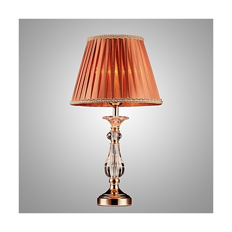 Iron Desk Lamp with Crystal Pillar Cloth Shade Classic Lighting