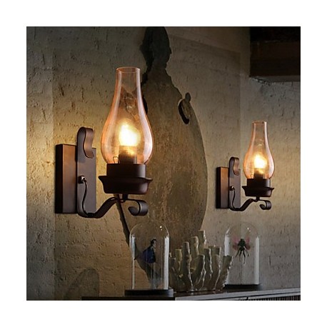 Retro Rustic Nordic Glass Wall Lamp Bedroom Bedside Wall Sconce Vintage Industrial Wall Light Fixtures