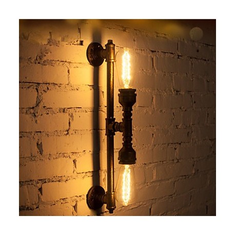 Wroguht Iron Water Pipe Wall Lamp Vintage Aisle Lights Loft Iron Wall Lamp Edison Incandescent Light Bulb-FJ-DB2-046A0