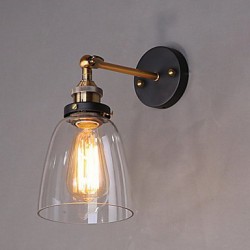 Industrial Edison Simplicity Glass Wall Sconce Metal Base Cap Dining Room / Study Room/Office / Hallway Wall Mount Light