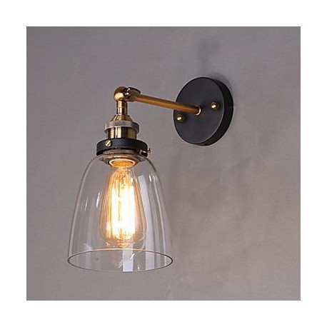 Industrial Edison Simplicity Glass Wall Sconce Metal Base Cap Dining Room / Study Room/Office / Hallway Wall Mount Light