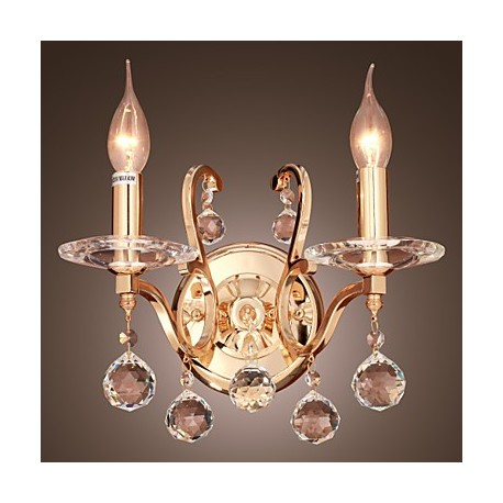 Golden Crystal Wall Light with 2 Lights