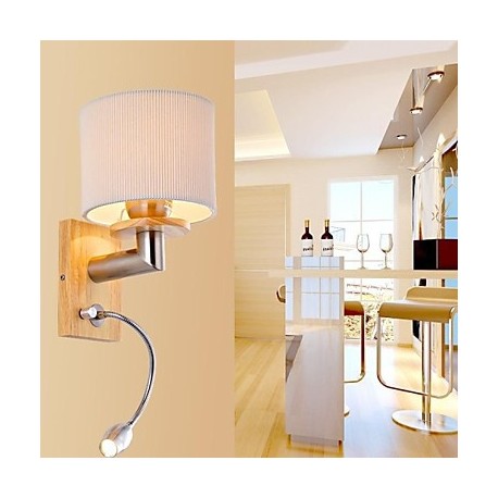 Oak Wall Lamp, One Light, with LED Reading Light, 220~240V (JY974)