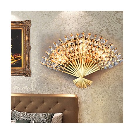 Valentine'S Day The Fan Wall Decoration Gifts Contemporary And Contracted Crystal Wall Lamp Led Light