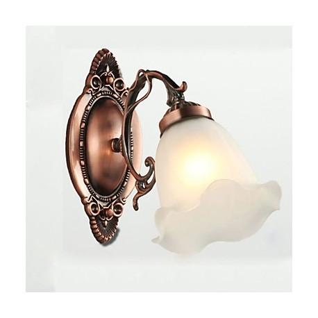 25*22CM Retro Glass Simple European Modern Elegance, Wrought Iron Wall Lamp LED Light