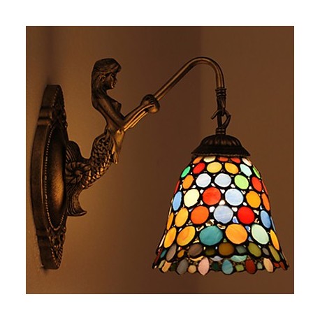 E27 220V 27*25CM 3-5㎡ European Contracted Rural Creative Wrought Iron Wall Lamp Glass Led Lights