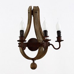 Vintage Amercian Rustic Wooden Wall Wine Barrel Lamp Liviing and Bedroom Lamp