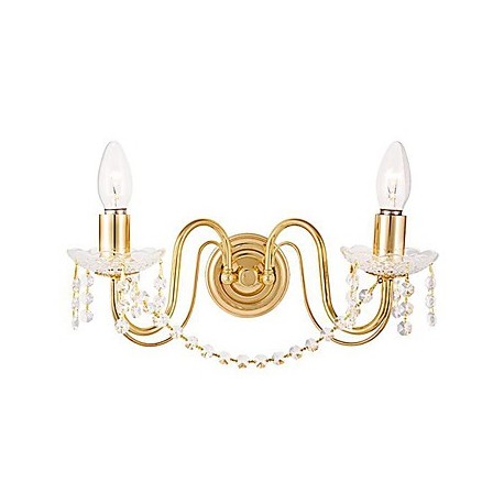 Golden Crystal Wall Light with 2 Lights