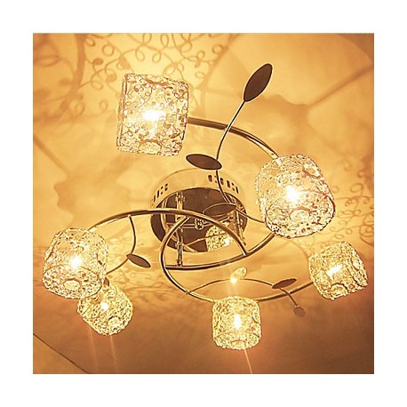 Max 20W Modern/Contemporary Crystal / Bulb Included Electroplated Flush Mount Living Room