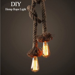 1 Light DIY Art Hemp Rope Light Creative Hemp Rope Chandelier Long 100cm Send 1 Bulb