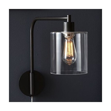 60W Modern Wall Light with Glass Drum Shade