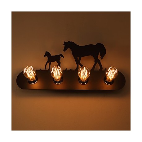 American Village Pastoral LOFT Style Bedroom Aisle Iron Retro Wild Horse Wall Lamps Free Shipping