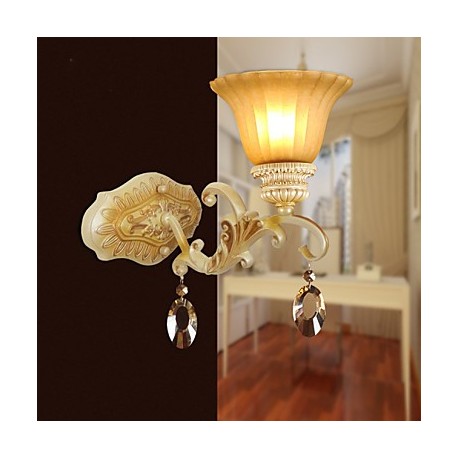 33*32CM Europe Type Restoring Ancient Ways, Wrought Iron Bedroom Crystal Glass Wall Lamp LED Light