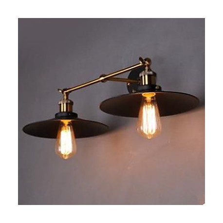 Rural Industrial Retro Wall Lamp Double Wall Lamp Black Umbrella