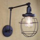 Style Bed Hotel Eestaurant Project Iron Arm Double Retro Vintage Black Belt Wall Lamp Switch