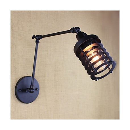 Style Bed Hotel Eestaurant Project Iron Arm Double Retro Vintage Black Belt Wall Lamp Switch