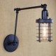 Style Bed Hotel Eestaurant Project Iron Arm Double Retro Vintage Black Belt Wall Lamp Switch