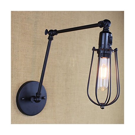 Style Bed Hotel Eestaurant Project Iron Arm Double Retro Vintage Black Belt Wall Lamp Switch