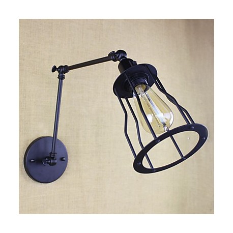 Style Bed Hotel Eestaurant Project Iron Arm Double Retro Vintage Black Belt Wall Lamp Switch