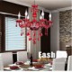 Chandelier Red Crystal Luxury Modern 6 Lights