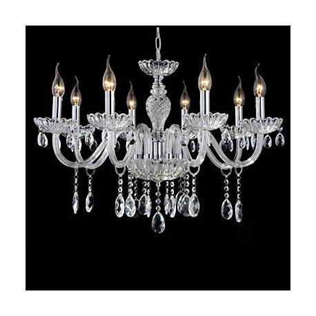 8-Light The style of palace Glass Chandelier With Candle Bulb