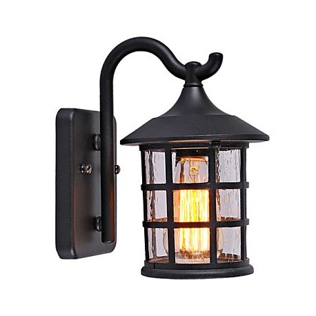 Antique Rustic Iron Waterproof Outdoor Wall Lamp Vintage Lantern Light Rusty Matte black Corridor Hallway Wall Sconce