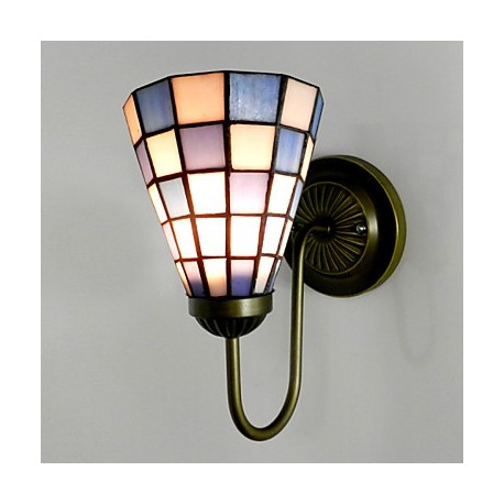 15CM Contemporary And Contracted Stained Glass Lamp Wall Lamp Inn Blue And White Squares Led Lights