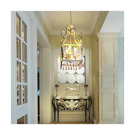 BOXIMIYA Rural Dining-Room of Europe Type Droplight American Country Rectangular Shell Lamp, Porch Lamp