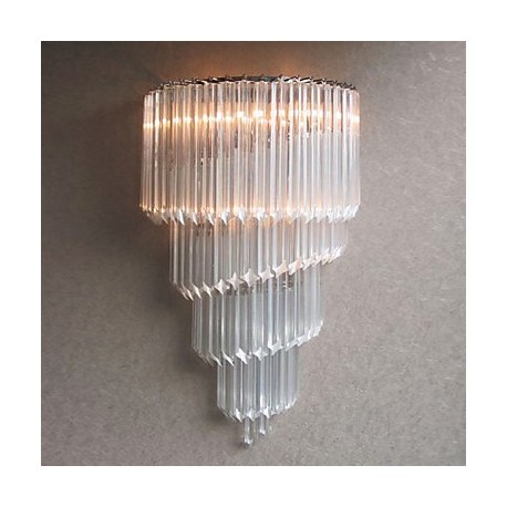 60W E14 Chrome Finish Wall Light with Crystal Glass Strips and 3 Lights