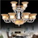 White Chandeliers Fifteen-Lights Pattern-Glass-Shade Hand-Gilt European Retro Classic 220V