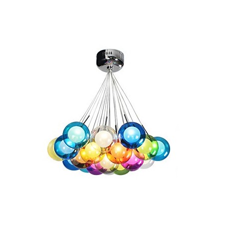 Modern Bubble Globe Colored Glass Pendant Light with 19 Lights