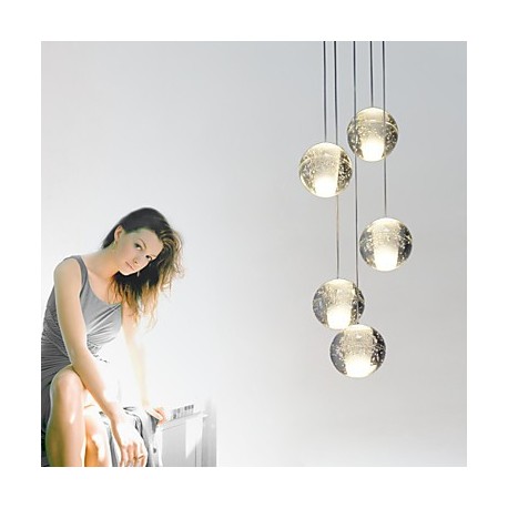 Modern Pendant Lights Pendant Lamp 5 Lights G4 Retroifit Chrome Plating Crystal for Dining Room Stairs Light