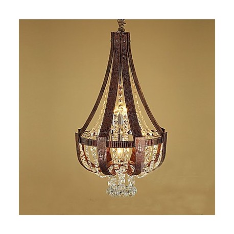 Post Modern Luxury Leather Crystal Creative Lron Chandelier