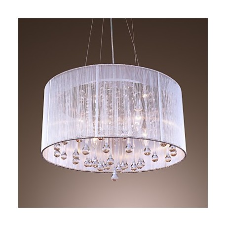 Max 40W Modern/Contemporary / Drum Crystal / Bulb Included Electroplated Metal Pendant Lights Living Room / Bedroom / Dining Roo