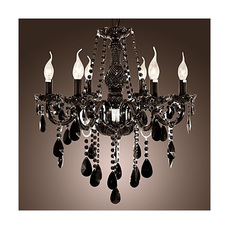 Chandelier Black Crystal Modern 6 Lights