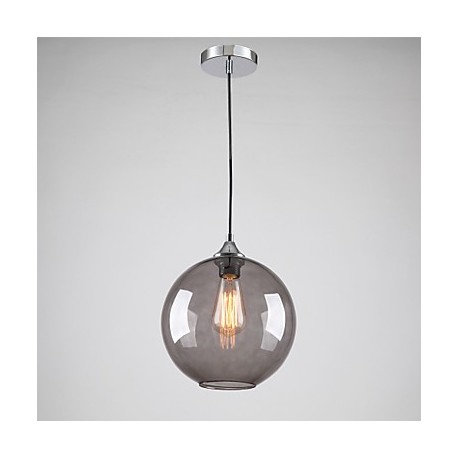 Modern Glass Pendant Light in Round Smoke grey Bubble Design