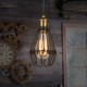 Pendant Lights Bulb Included Vintage American country style restoring ancient ways, wrought iron small cage droplight