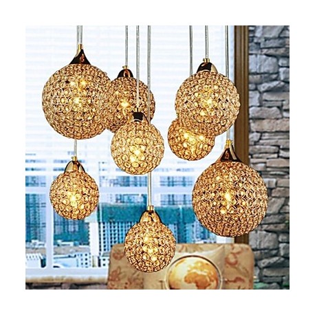 Max 40W Modern/Contemporary / Globe Crystal Electroplated Metal Pendant Lights Bedroom / Dining Room / Hallway