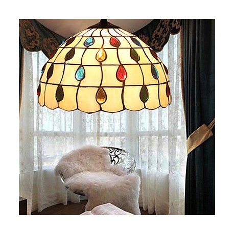 E27 220V 20*14CM 5-10㎡European Rural Creative Arts Stained Glass Chandelier Restoring Ancient Ways Lamp Led Light