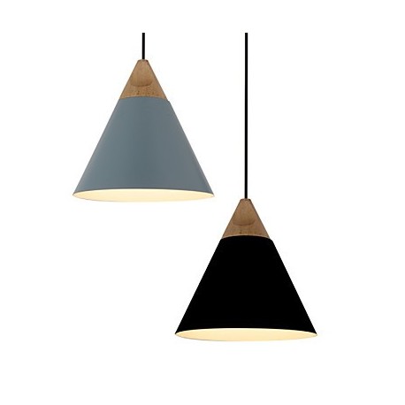 Mini Artistic Cone Pendant Lamp/1 Light/Mordern Simplicity/Finish Black/White/Dusty Blue/Aluminum & Wooden Droplight