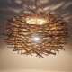 30CM Modern Rural Cany Art Woven Rattan Restaurant Single Head Droplight Lamp LED