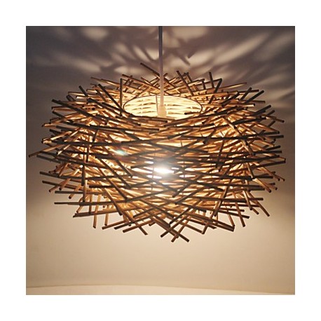 30CM Modern Rural Cany Art Woven Rattan Restaurant Single Head Droplight Lamp LED