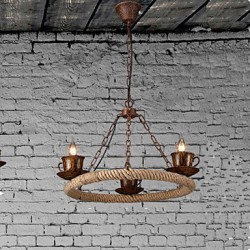 Ceramic Coffee Industry Wind Rope Chandelier RetroLron Chandelier Simple Restaurant3