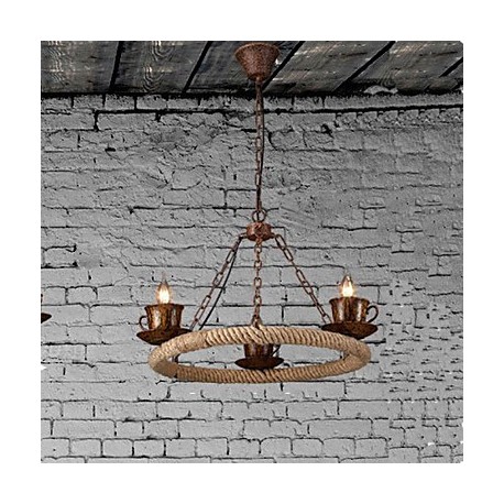 Ceramic Coffee Industry Wind Rope Chandelier RetroLron Chandelier Simple Restaurant3