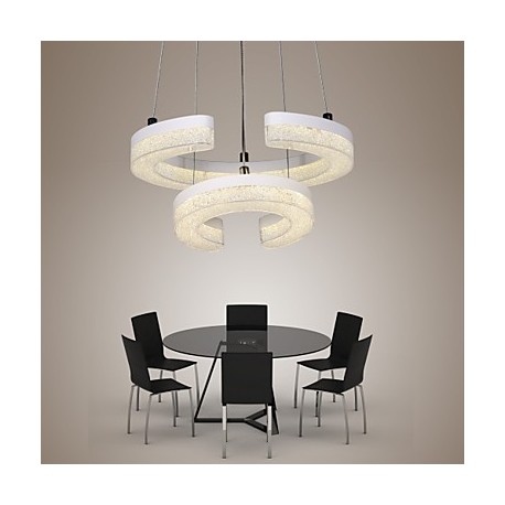 LED Crystal Pendant Light, The Letter "C" Shape Modern Lamp Two Rings