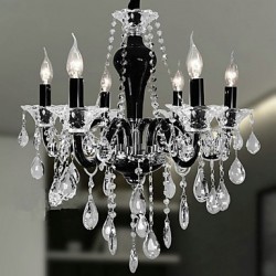 6-Light Crystal Chandelier in Black Design Accent