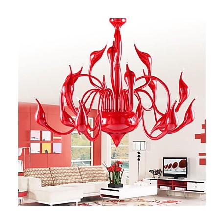 Modern Chandelier Light 18 Lights LED G4 Red Painting/ Bulb Included/ Living Room / Bedroom