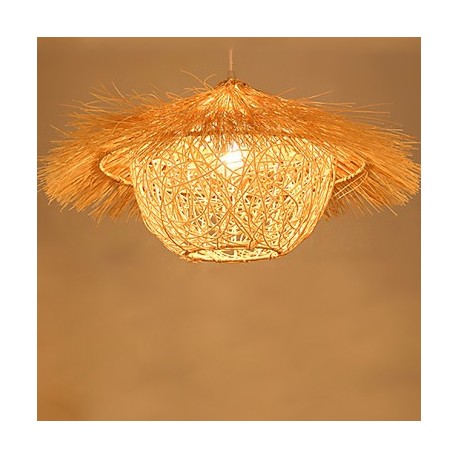 50*30CM Modern Rural Cany Art Woven Rattan Restaurant Single Head Droplight Lamp LED