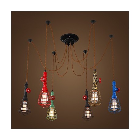 6 Lights Vintage Pendant Lights/E26/E27 Max 60W/Waterpipe Design/ Coffee Bar/Restaurant Lights