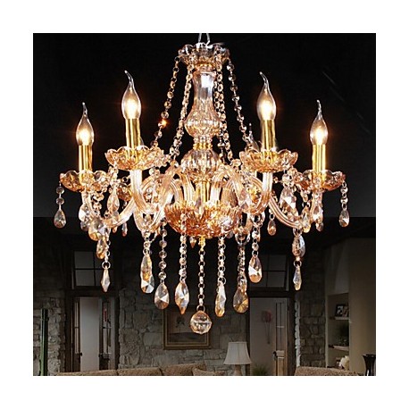 Amber 6 Lights Elegant Crystal Chandelier for Home